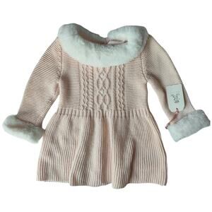 Rachel Ashwell dress baby girl 3-6M NEW winter faux fur princess cable knit